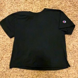 Black Champion Plain Black Tee (cropped)
